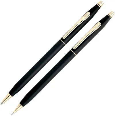 Set pix și creion mecanic Cross Classic Century - Black with 23KT Gold