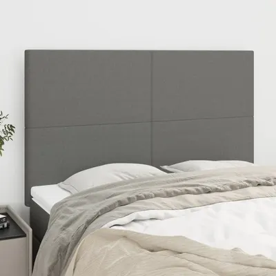 vidaXL Tăblie de pat gri închis 144x5x118/128 cm, material textil
