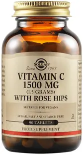 Vitamin C with Rose Hips, 1500 mg, 90 tablete, Solgar