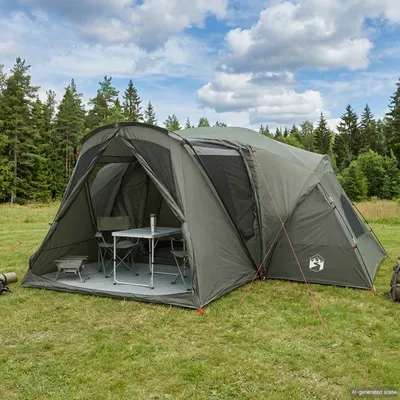 vidaXL Cort Cabină cu pânză impermeabilă 10 persoană Verde Army