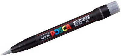 Marker permanent cu pensula Uni Posca - PCF-350, argintiu