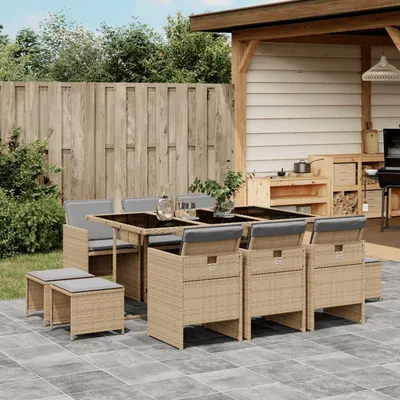 Gossi set mobilier gradina cu perne, 11 piese bej combinat poliratan