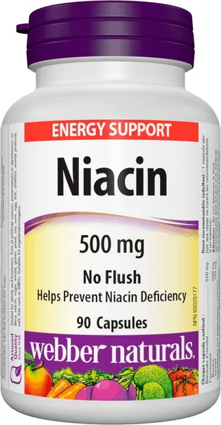 Niacin, 500 mg, 90 capsule, Webber Naturals