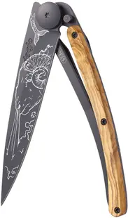 Cuțit de buzunar Deejo Olive Wood - Capricorn, 37 g