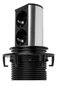 Priza rabatabilă Bachmann - ELEVATOR, 2x Schuko, 2 m, inox