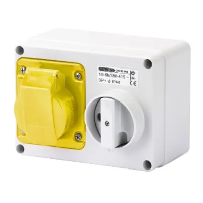 Priza industriala cu interblocaj - WITH BOTTOM - WITHOUT FUSE-HOLDER BASE - 3P+N+E 16A 100-130V - 50/60HZ 4H - IP44