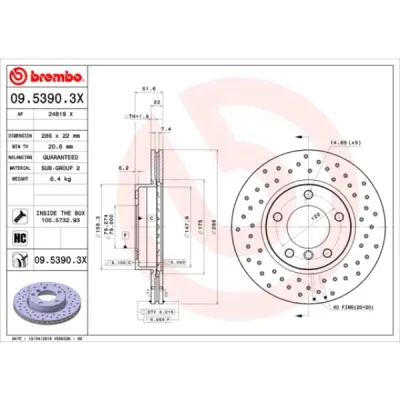 Disc frana BREMBO 09.5390.3X