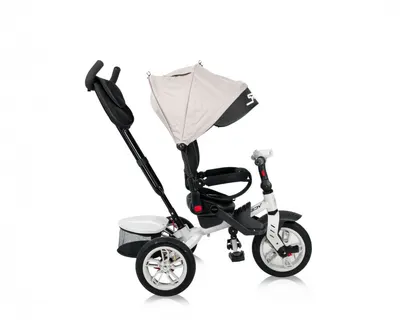 Tricicleta pentru copii Lorelli Speedy Air IvoryBlack multifunctionala, 4 in 1, scaun rotativ, spatar inalt reglabil pe 3 pozitii, maner cu control parental, 2 tipuri de suport pentru picioare