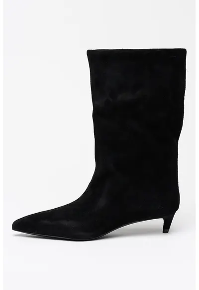 Cizme slip-on cu varf ascutit si toc kitten Gracey - Negru