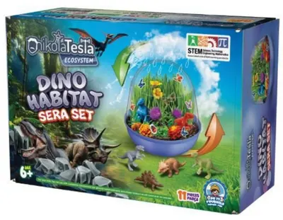 Set educațional Nikola Tesla - Habitat de dinozauri, 11 piese