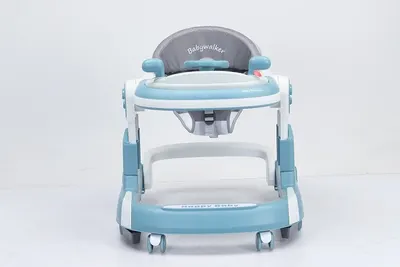 Premergator copii 2 in 1 Little Mom Hello Blue pliabil, cu panou muzical detasabil, cu sezut reglabil in inaltime, cu 6 roti silentioase, sistem de franare, dimensiune 74 x 60 x 60 cm
