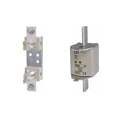 Pachet Protectie Circuit Monofazat/Bipol/Tripol (cu multiple unitati): Soclu Siguranta Fuzibila NH3 1P (M12/M12), Siguranta Fuzibila NH3C gG 355A 500V