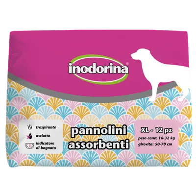 Scutece pentru caini Inodorina XL (16-32 kg), 12 bucati