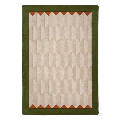 Covor verde/în culoare naturală țesut manual din lână 200x290 cm Apex Border Wool – Flair Rugs
