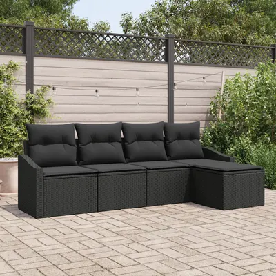 Gossi set de canapea de gradina 5 piese cu perne negru poliratan