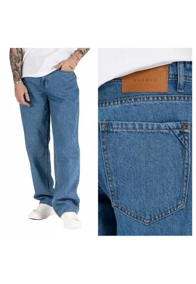 Blugi Barbati - Jason Z - Loose Fit - Talie Inalta - Fermoar - Lungi - 5 Buzunare - 100% Bumbac - Albastru