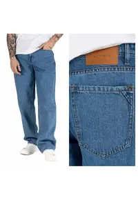 Blugi Barbati - Jason Z - Loose Fit - Talie Inalta - Fermoar - Lungi - 5 Buzunare - 100% Bumbac - Albastru