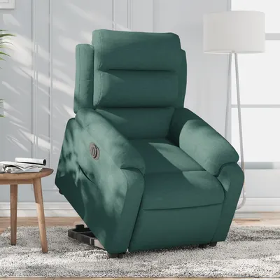 Gossi fotoliu electric rabatabil cu ridicare, verde inchis, textil