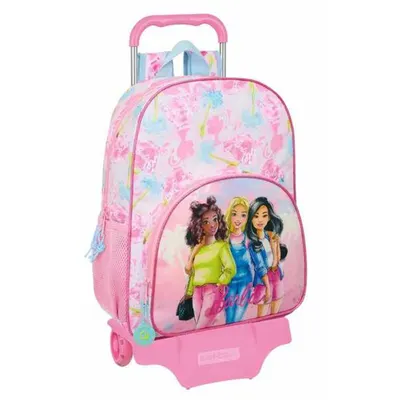 Ghiozdan cu Roți Barbie Painterly Roz