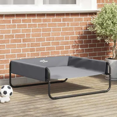 vidaXL Pat pentru câini Manual Gri deschis 85 x 85 x 33 cm Oțel