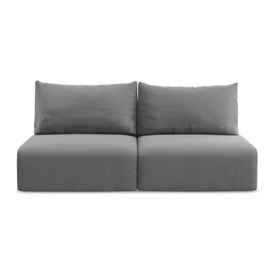 Canapea gri extensibilă/cu spațiu de depozitare cu tapițerie din catifea 216 cm Kalena – Makamii