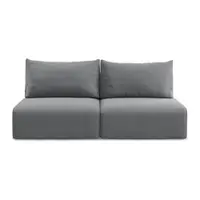 Canapea gri extensibilă/cu spațiu de depozitare cu tapițerie din catifea 216 cm Kalena – Makamii