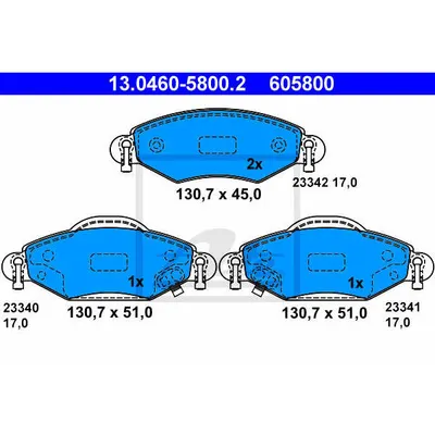 Set placute frana, frana disc ATE 13.0460-5800.2