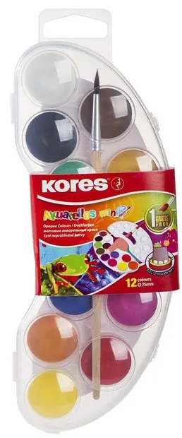 Vopsele acuarele Kores - Akuarellos Mini, 12 culori