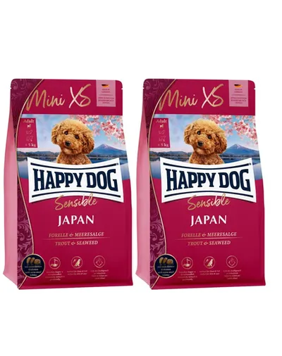HAPPY DOG MiniXS Japan cu pui si pastrav 2,6 kg (2 x 1,3 kg) hrana uscata caini talie mica