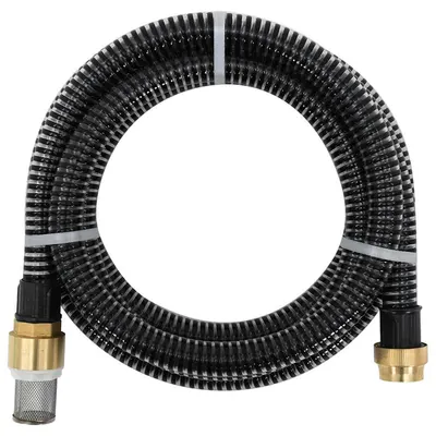 vidaXL Furtun de aspirație cu racorduri din alamă, negru 1,1" 10 m PVC
