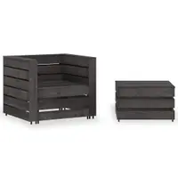 vidaXL Set mobilier de grădină paleți, 2 piese, gri, lemn pin tratat