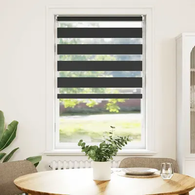 vidaXL Jaluzea Zebră 90,9x150 cm Lățime material 86,7 cm negru
