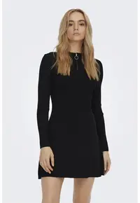 Rochie striata cu fenta cu fermoar - Negru