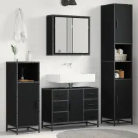 vidaXL Set de mobilier pentru baie 4 buc. Stejar Negru 80 x 33 x 60 cm