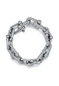 Bratara Tifany Silver - zalele mari cu micro-cristale Zirconia - 18 cm - argintiu
