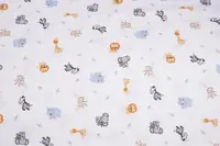 Lenjerie patut cu 3 piese 120x60 cm din bumbac model Animalute safari
