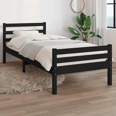 vidaXL Cadru de pat, negru, 100x200 cm, lemn masiv de pin