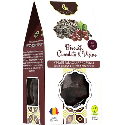 Biscuiti cu Ciocolata si Visine fara Zahar Adaugat 130g