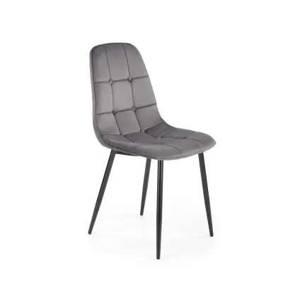 Scaun cu design modern Aria, matlasat cu catifea, baza otel, inaltime 87 cm, gri