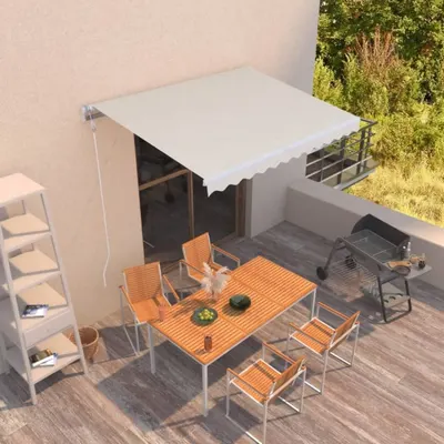 vidaXL Copertină retractabilă manual, crem, 350x250 cm