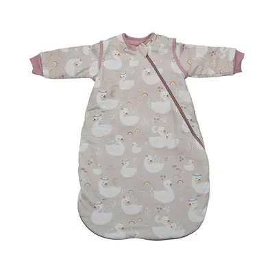 Sac de dormit cu maneci detasabile, Bebe Stars, De iarna, Din bumbac certificat Oeko Tex Standard 100, Cu fermoar, 70 cm, 2.5 Tog, Swan