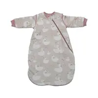 Sac de dormit cu maneci detasabile, Bebe Stars, De iarna, Din bumbac certificat Oeko Tex Standard 100, Cu fermoar, 70 cm, 2.5 Tog, Swan