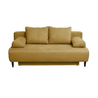 Canapea extensibila MARIA, 3 locuri, cu arcuri si lada depozitare, galben, 195x97x76 cm