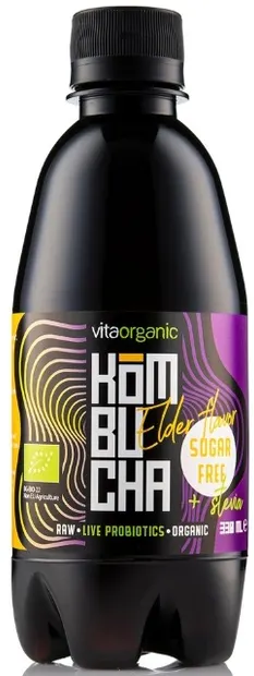 Vita Organic Kombucha bio fără zahăr, soc, 330 ml
