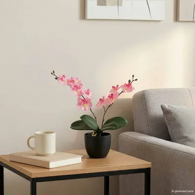 vidaXL Plantă cu Orhidee Artificială Roz 36 x 10 x 30 cm