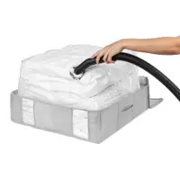 Cutie de depozitare pentru haine din material textil cu vacuum/cu pereți întăriți 56x56x16,5 cm Granit – Compactor