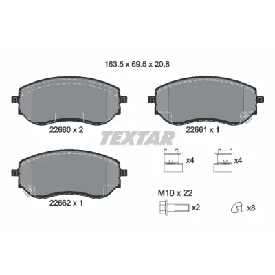 Set placute frana, frana disc TEXTAR 2266001