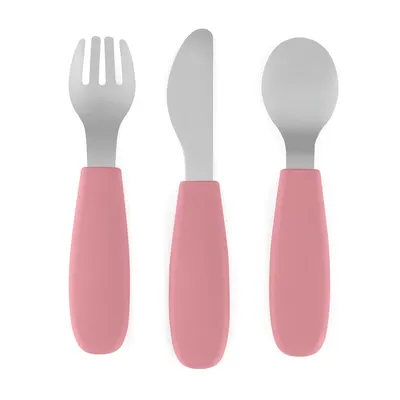 Set complet tacamuri, Petite&Mars, Take&Match, Din silicon si otel inoxidabil, Fara BPA, 12 luni+, Roz