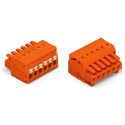 1-conductor female plug; 100% protected against mismating; push-button; 1.5 mm²; Pin spacing 3.81 mm; 14-pole; 1,50 mm²; orange