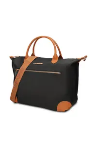 Geanta shopper din piele ecologica Elowen Prime - Negru/Maro